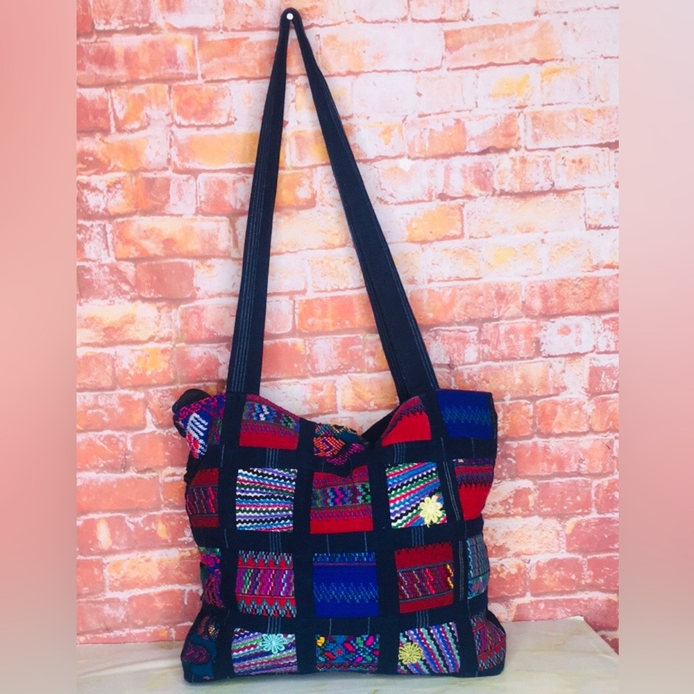 Bamboo Trading Company Huipil Multi-Color Patchwork  Boho Tote Bag
